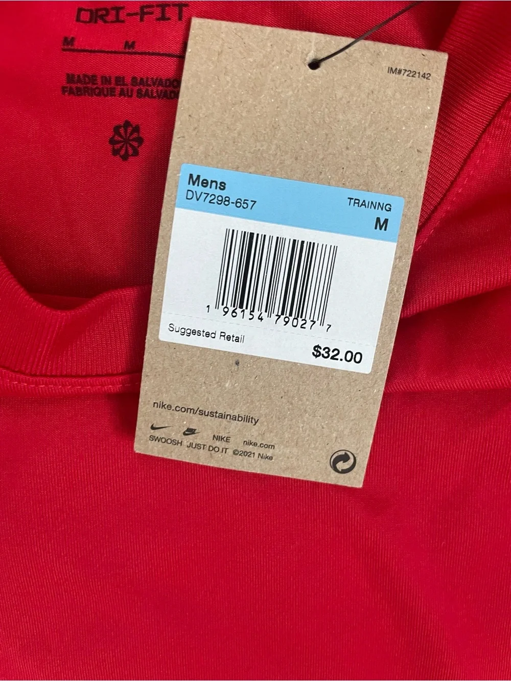 Men Size Medium Nike Dri-Fit Long Sleeve Workout T-Shirt Red